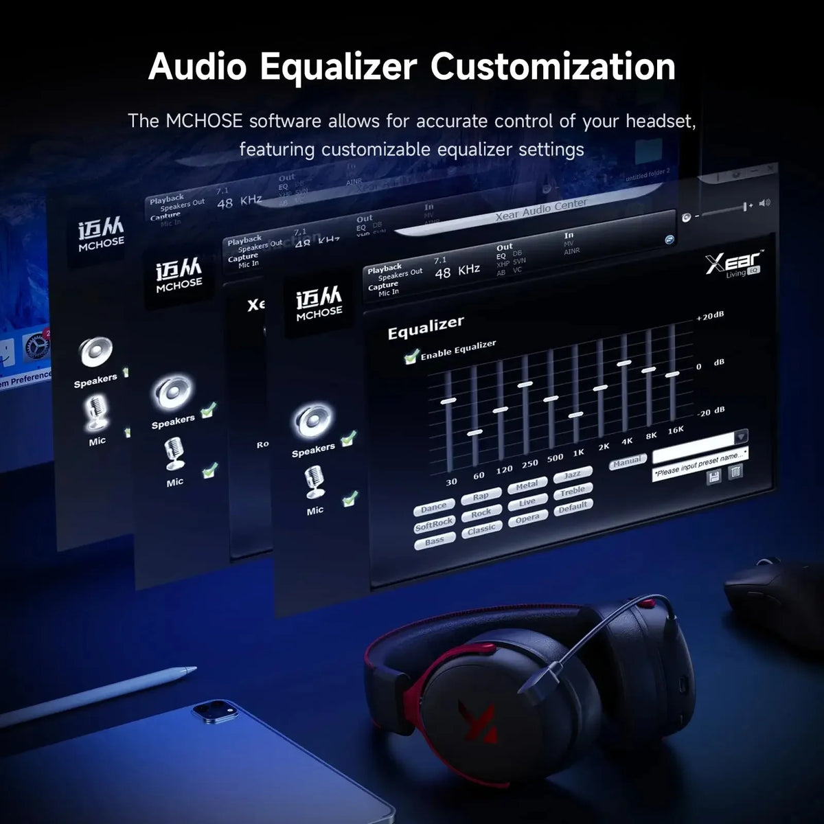 V9 Pro Wireless Gaming Headset 7.1 Surround Sound Headphones Noise Canceling Mic Low Latency Lightweight for PS5 PC SWITCH