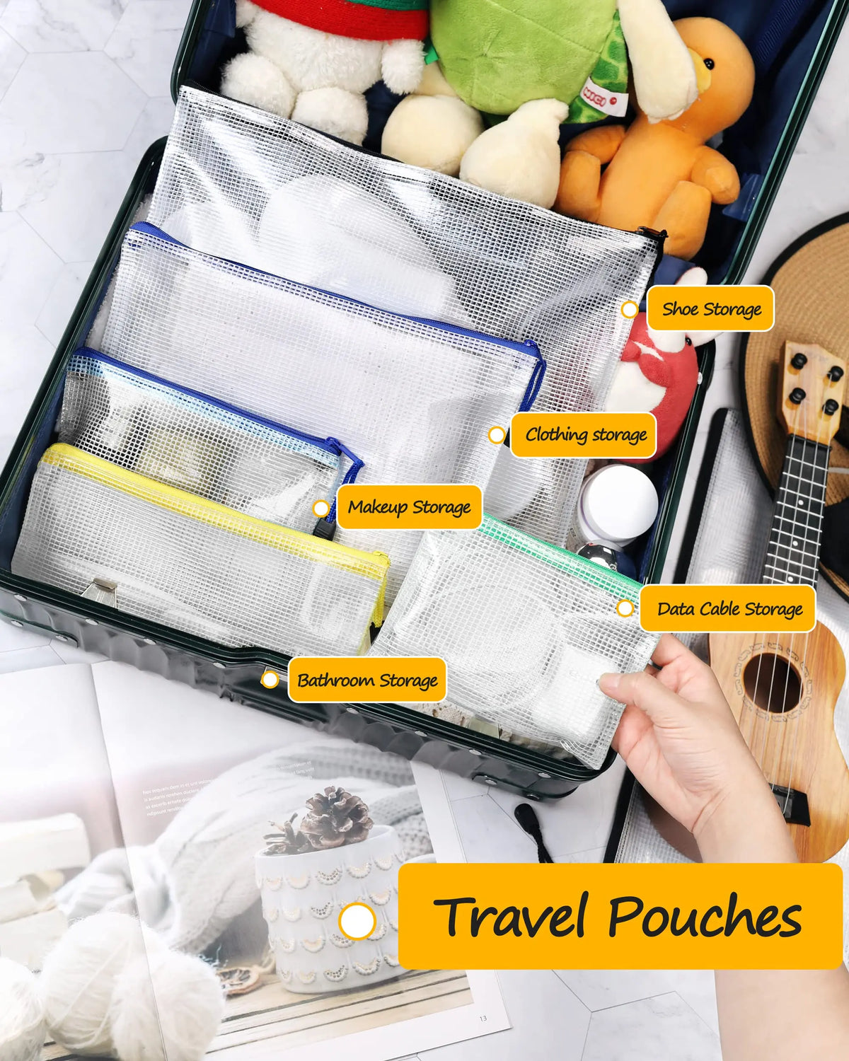 Waterproof Zipper Document Bags Clear Plastic File Folders A3 A4 A5 A6 B4 B5