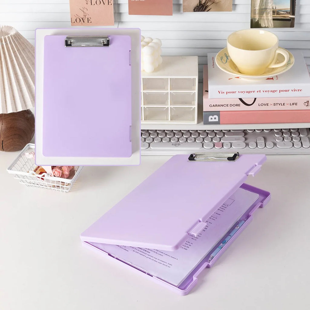 A4 Clipboard Folder with Storage Box for School Papers and Office Documents