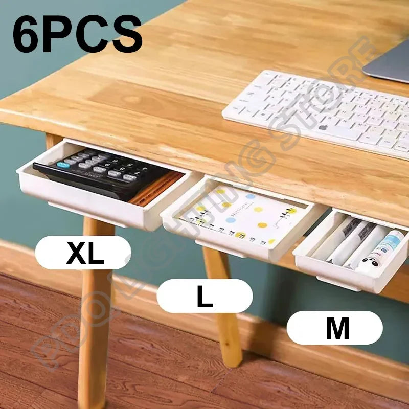 Self Stick Pencil Tray Under Desk Drawer Storage Box Hidden Stationery Organizer Stand For Pens Office Home Storage Organizer