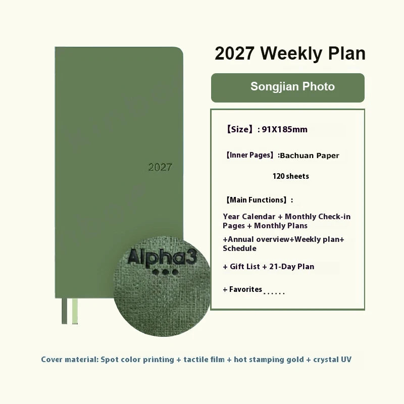 2027 Pocket Weekly Planner, Notebook and Cover Set Options