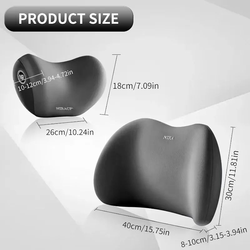 Car Headrest & Lumbar Support Pillow Set