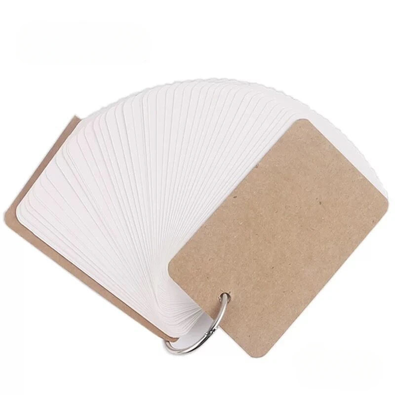 Blank Mini Ring Notepad Flash Cards, 50 Sheets Portable Loose Leaf Memo Pad for Study and Notes
