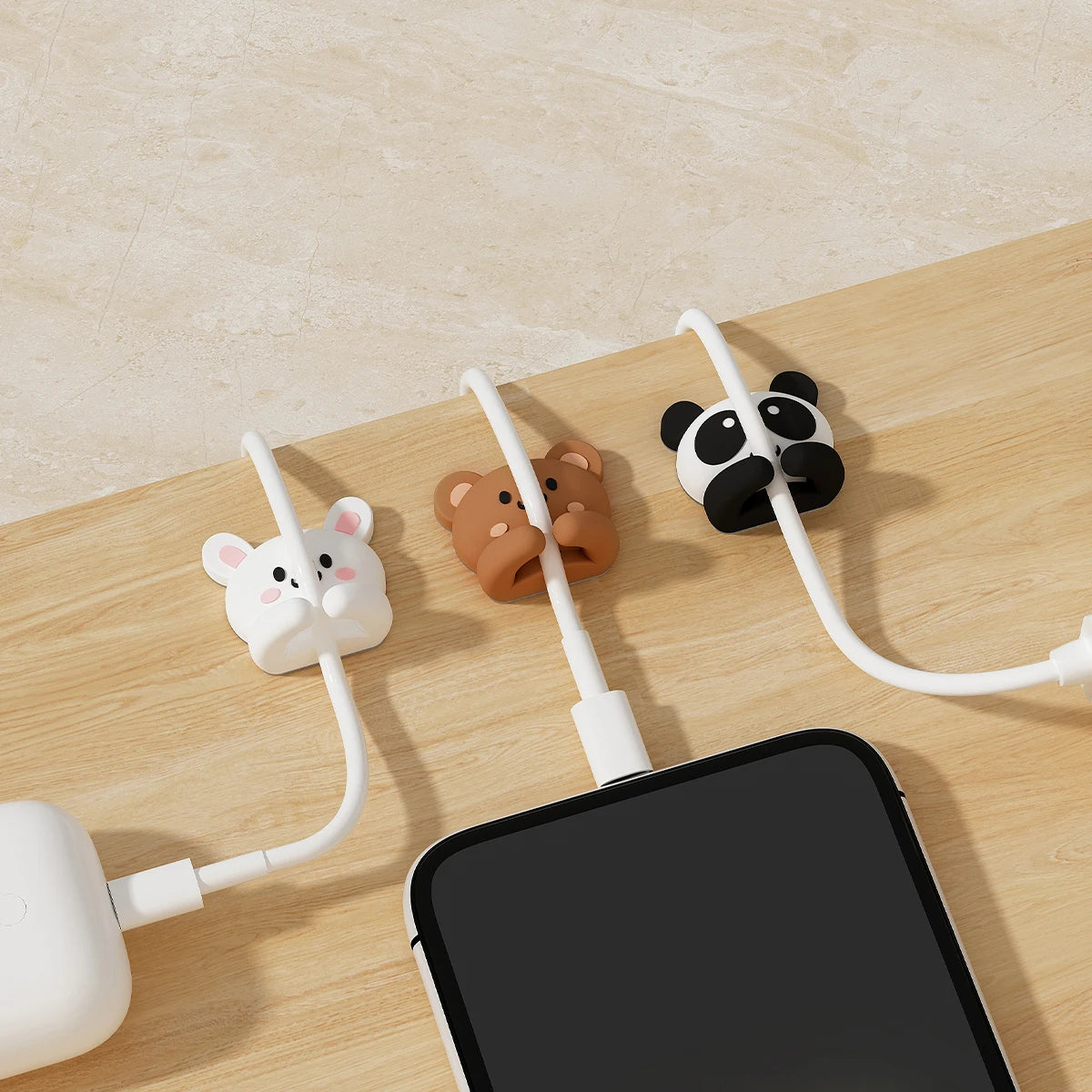Cute Desktop Cable Organizer Holder Self-Adhesive Cable Management Clips