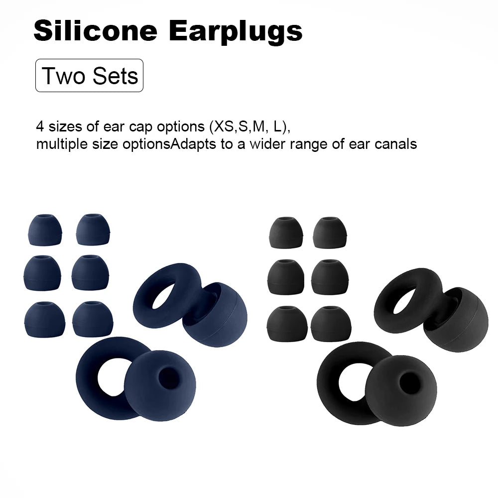 Quiet Ear Plugs for Noise Reduction — Soft Reusable Hearing Protection for Sleep, Swim & Work, 8 Tips in XS/S/M/L