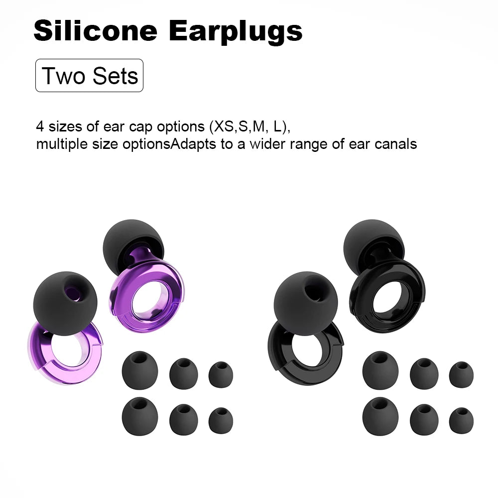 Quiet Ear Plugs for Noise Reduction — Soft Reusable Hearing Protection for Sleep, Swim & Work, 8 Tips in XS/S/M/L