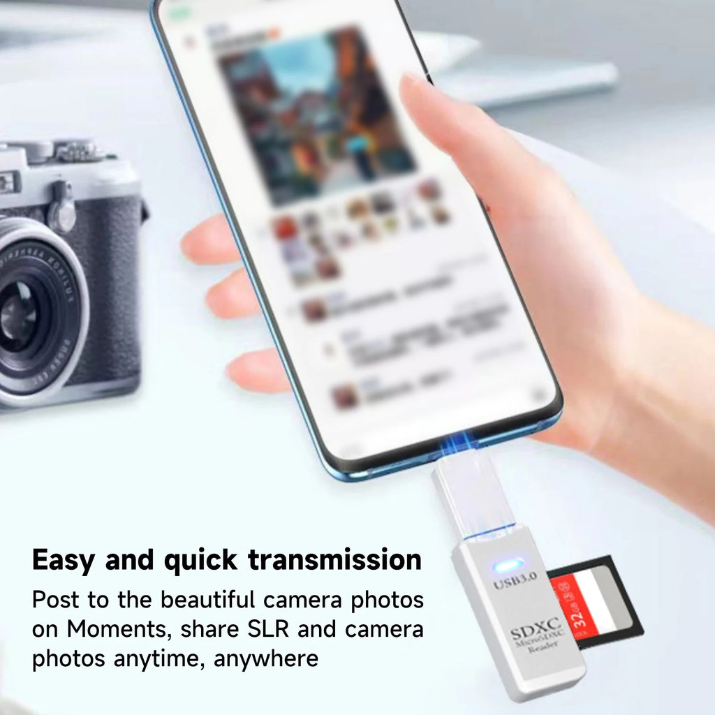 2-in-1 USB 3.0 SD & MicroSD Card Reader — High-Speed USB Adapter