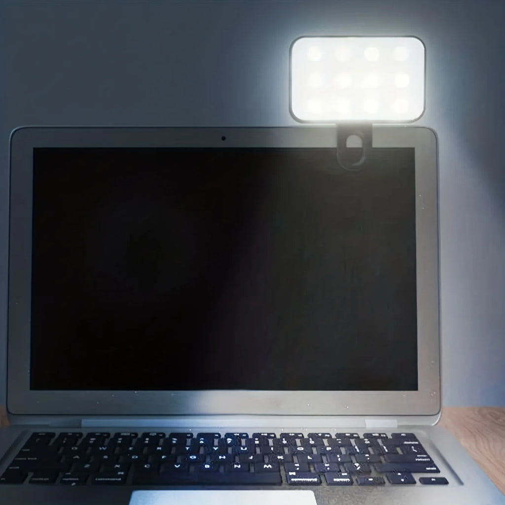 Mini Rechargeable Clip-On Selfie Fill Light with 3 Light Modes and Adjustable Brightness for Phone, Laptop and Video Calls