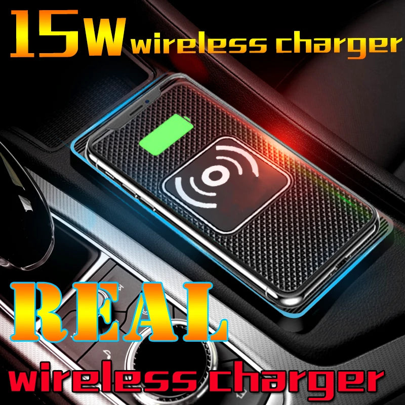 15W Wireless Car Charger Pad — Non-Slip Qi Fast Charging for iPhone & Android