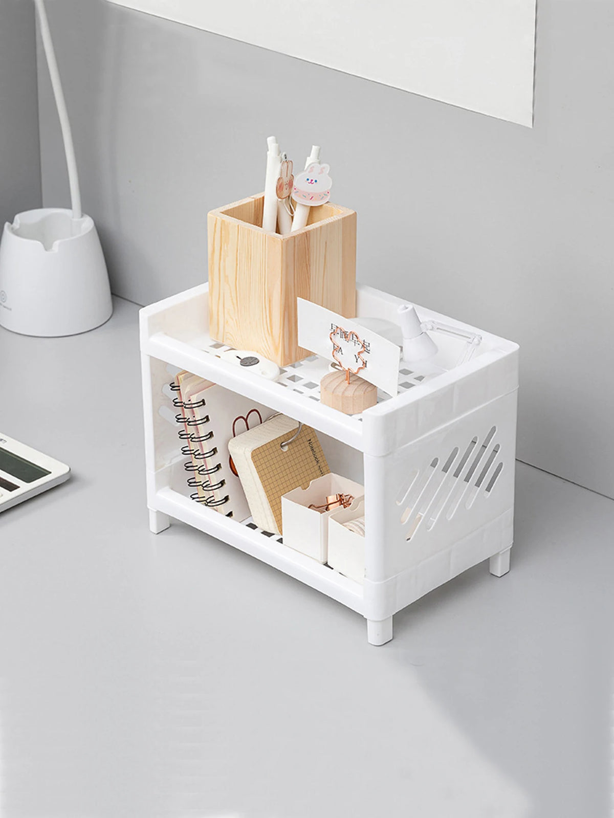 Double Layer Desktop Storage Rack & Desk Organizer