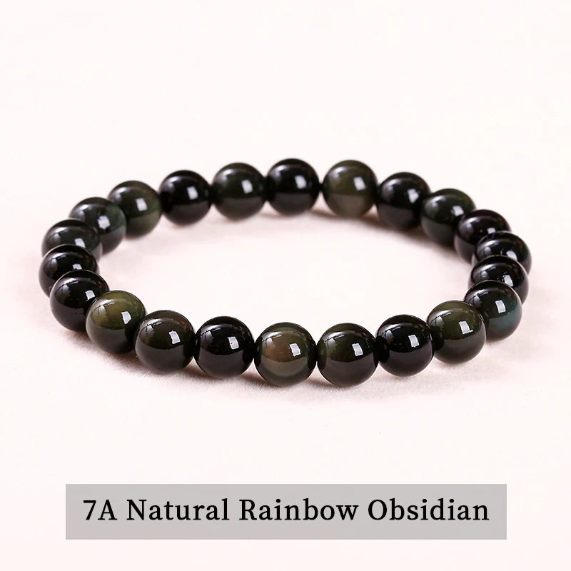 Natural Stone Beads Bracelet — Amethyst, Tiger Eye, Crystal & More