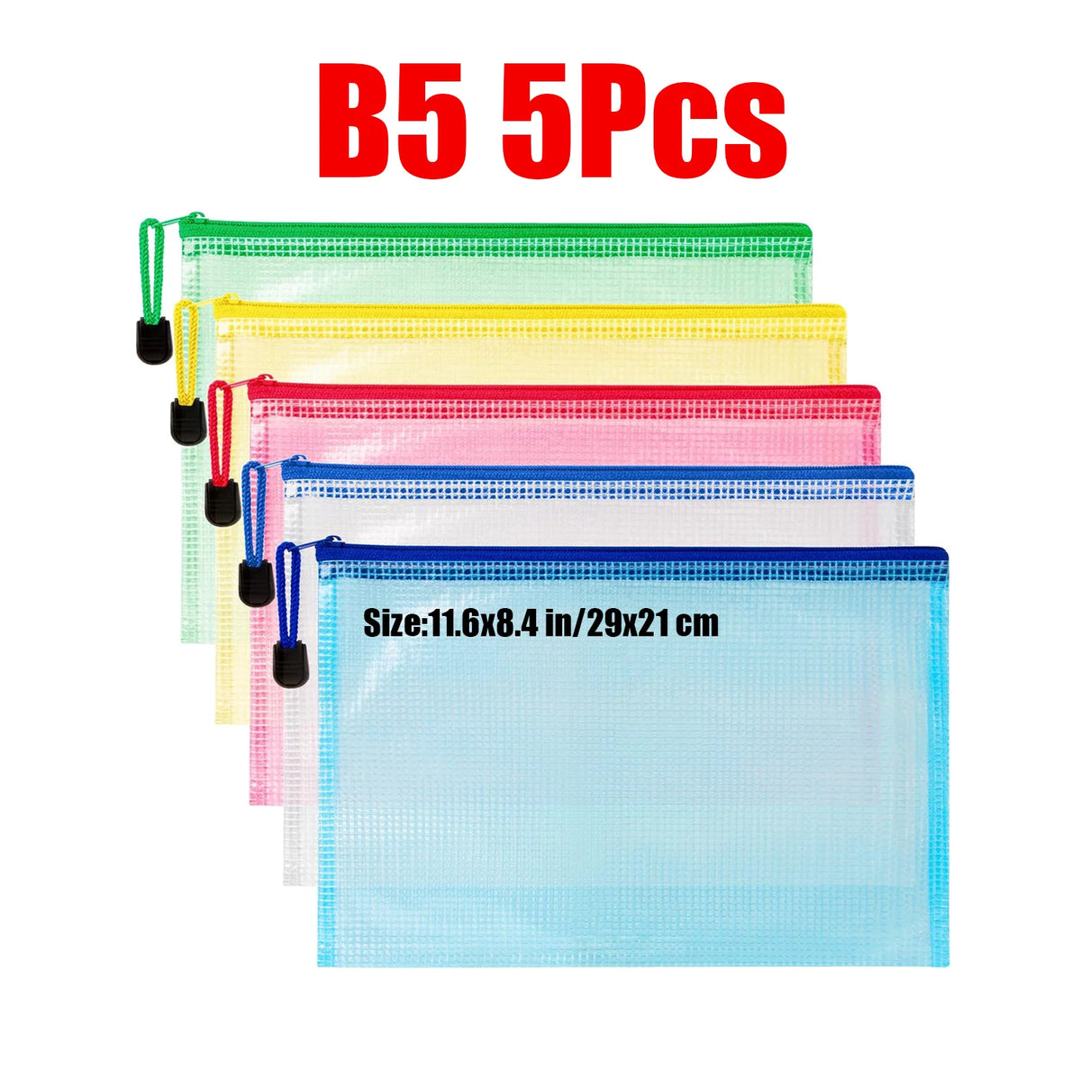 Waterproof Zipper Document Bags Clear Plastic File Folders A3 A4 A5 A6 B4 B5