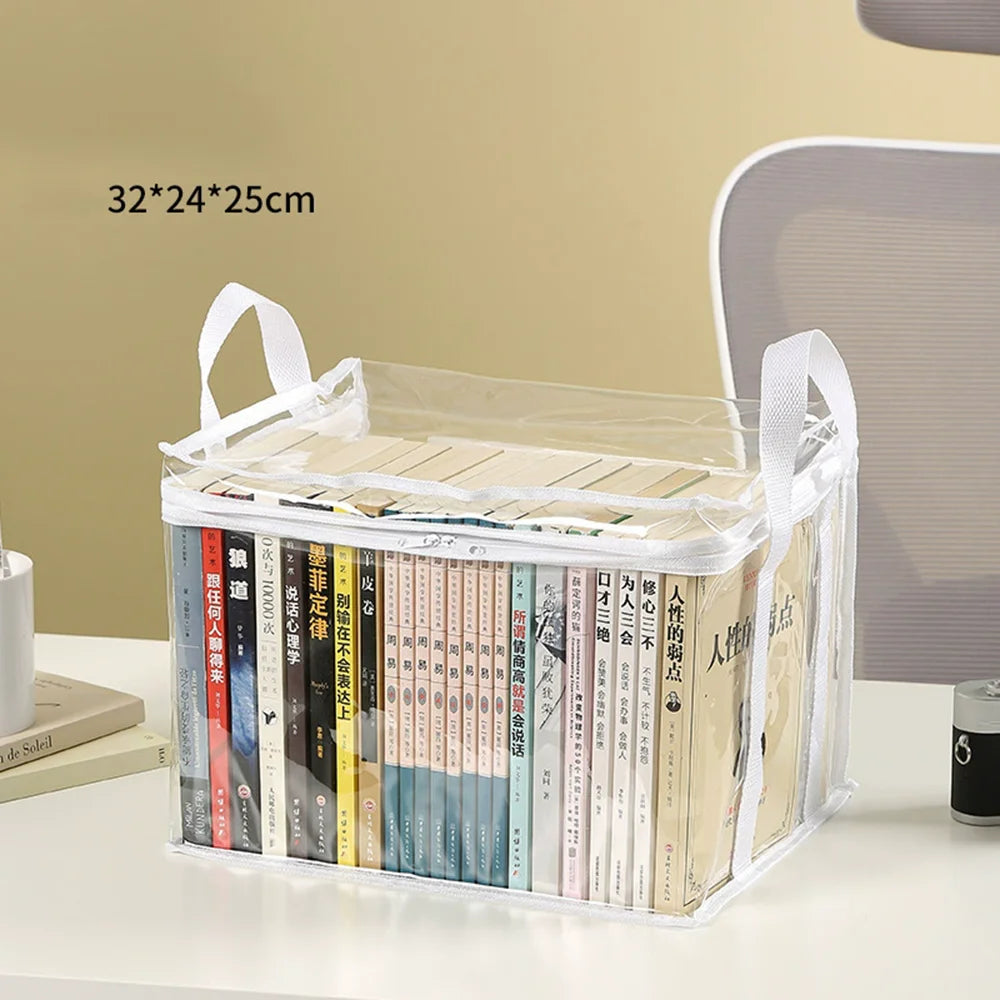 Foldable Clear Book Storage Bag with Carry Handles