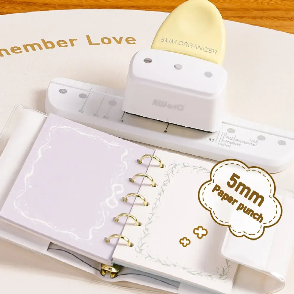 3 Hole Paper Punch for Loose Leaf Binder Planners, Adjustable A5 A6 A7 Hole Puncher, 8 Sheet Capacity