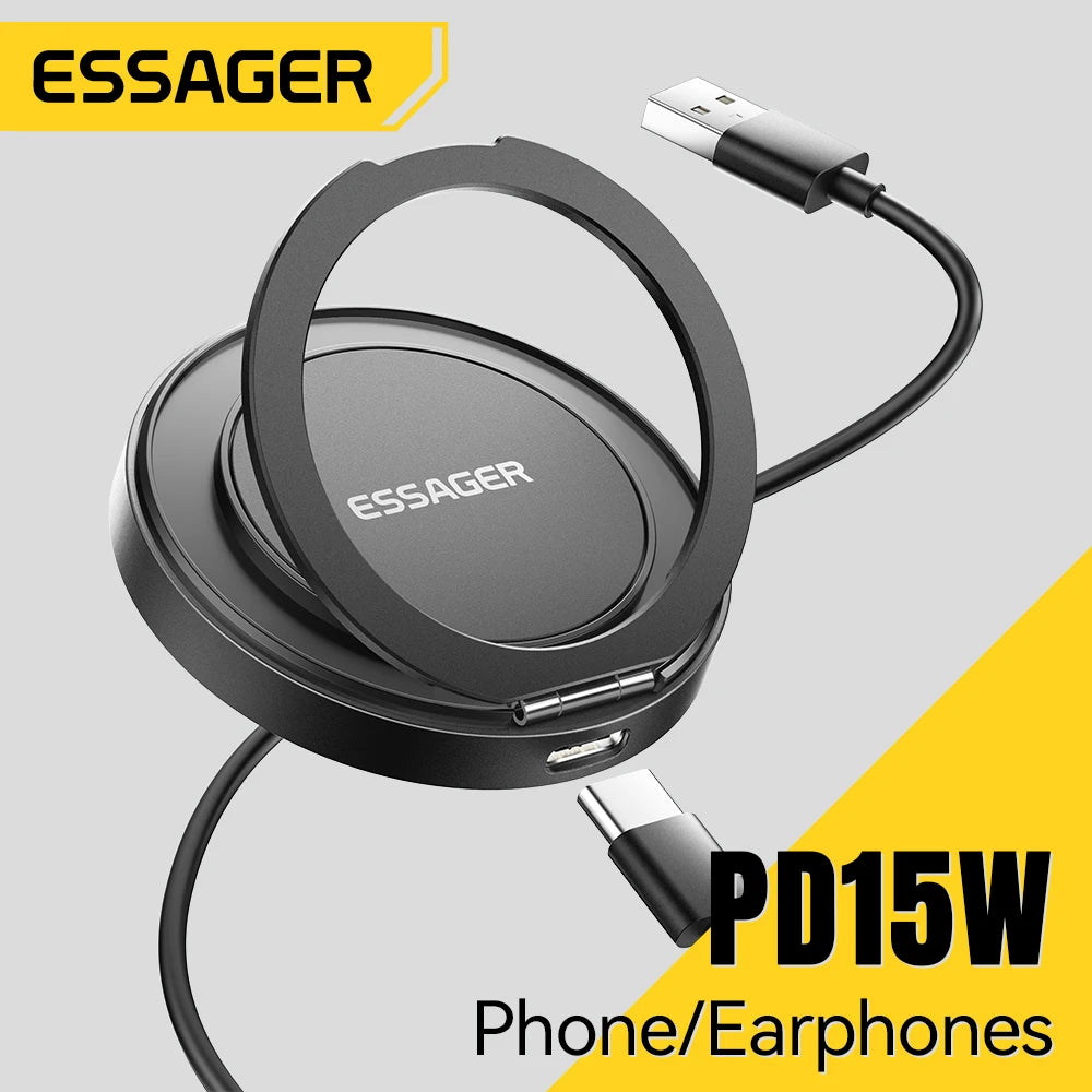 15W Magnetic Wireless Charger with Holder — Fast Charging Pad for iPhone & AirPods