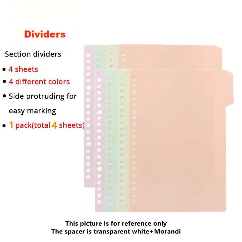 Loose Leaf Binder Notebook A5 B5 A4 with Refill Paper and Dividers