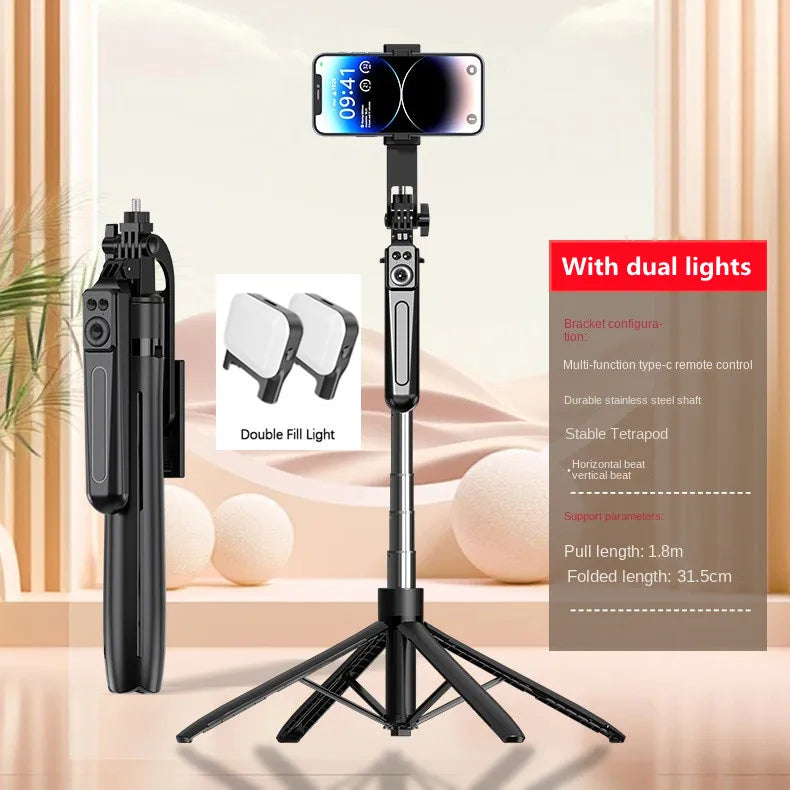 Wireless Bluetooth Selfie Stick Tripod with Remote Shutter, Extendable Phone Tripod Stand for Vlogging and Live Streaming