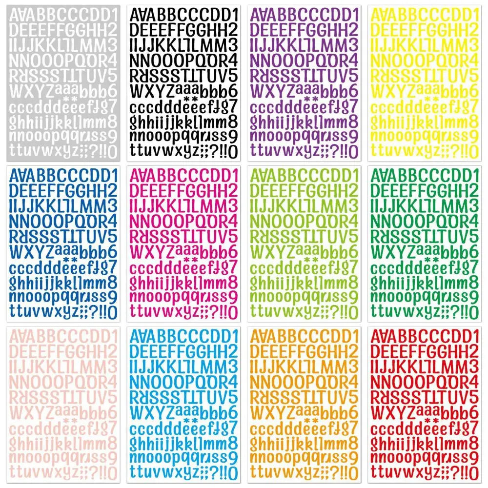 Alphabet Letter and Number Stickers, 2 Pack Colorful Waterproof A-Z Planner Stickers for Journals, Vision Boards, Scrapbooks, and DIY Crafts