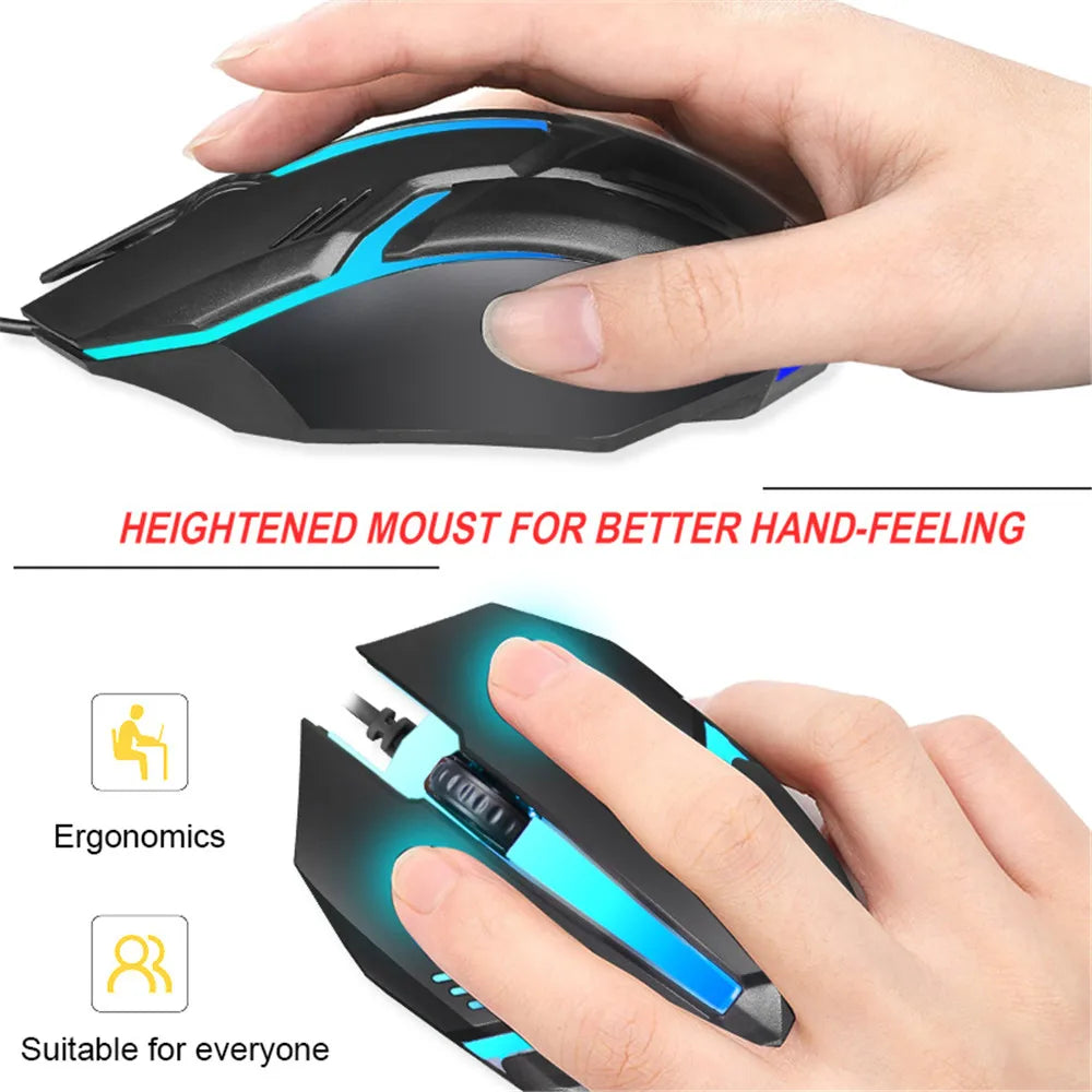 E-Sports USB Wired Gaming Mouse with Colorful LED, 5000 DPI Optical Sensor