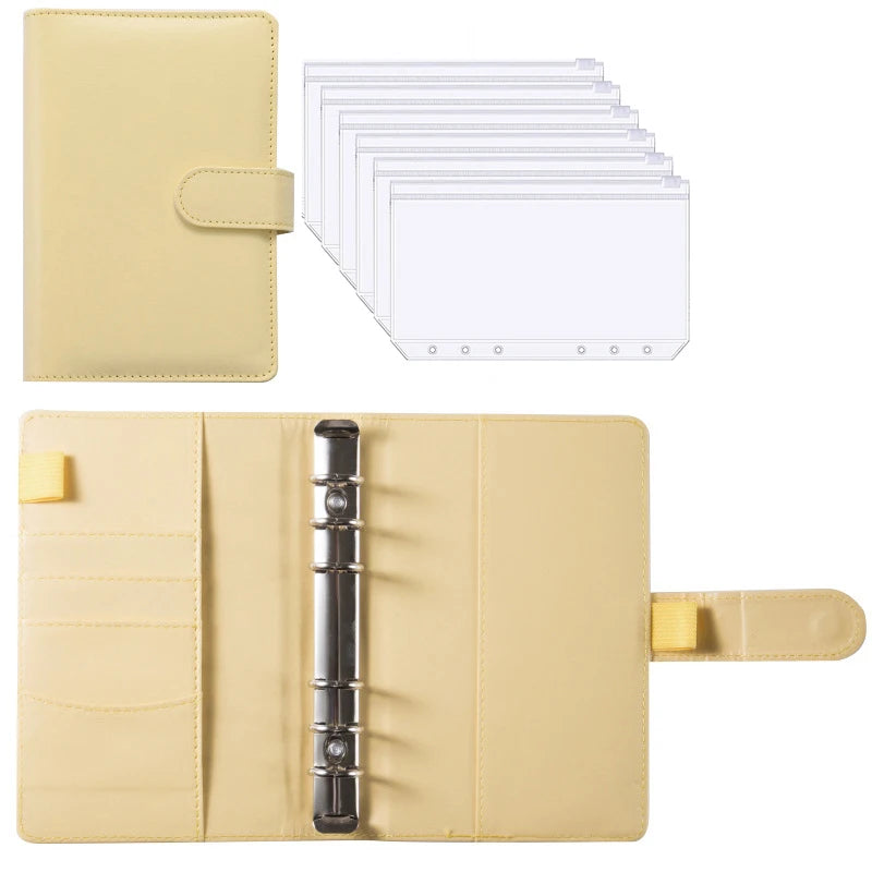 A6 PU Leather Budget Binder Notebook Cash Envelopes System Set Bill Organizer