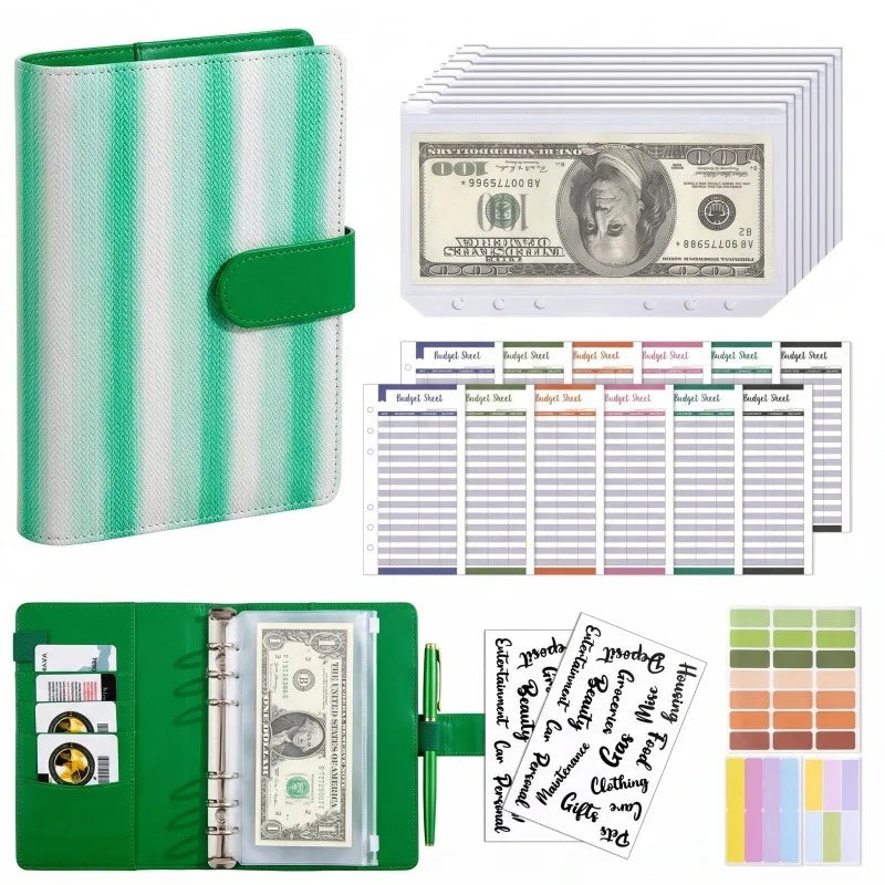 A6 Budget Binder — 6-Ring Cash Envelope Savings Planner with 8 Zipper Envelopes