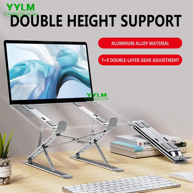 Adjustable Aluminum Laptop Stand — Foldable, Portable, Multi-Height Cooling Holder