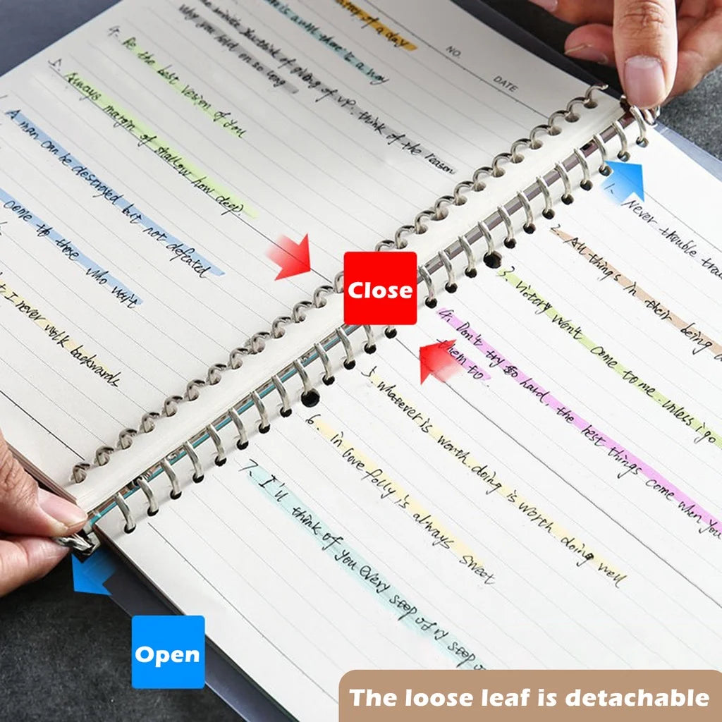 Loose Leaf Binder Notebook A5 B5 A4 with Refill Paper and Dividers