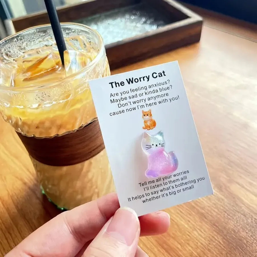 Worry Cat Pocket Hug Encouragement Card Gift