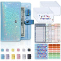 A6 Glitter PU Leather Budget Binder with Cash Envelopes, Budget Sheets and Stickers, Money Saving Organizer Wallet for Budgeting