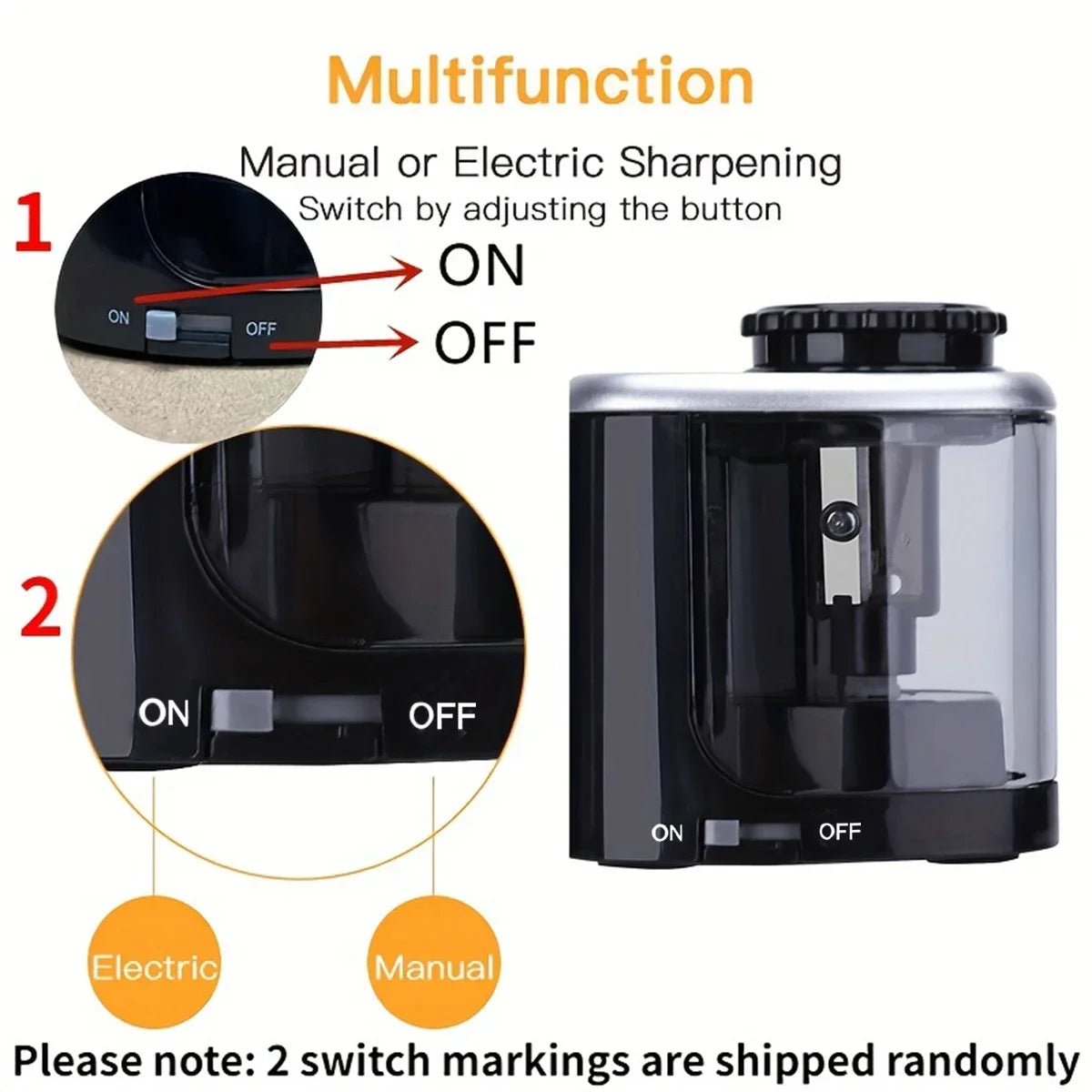 Electric Pencil Sharpener for 6–8 mm Pencils