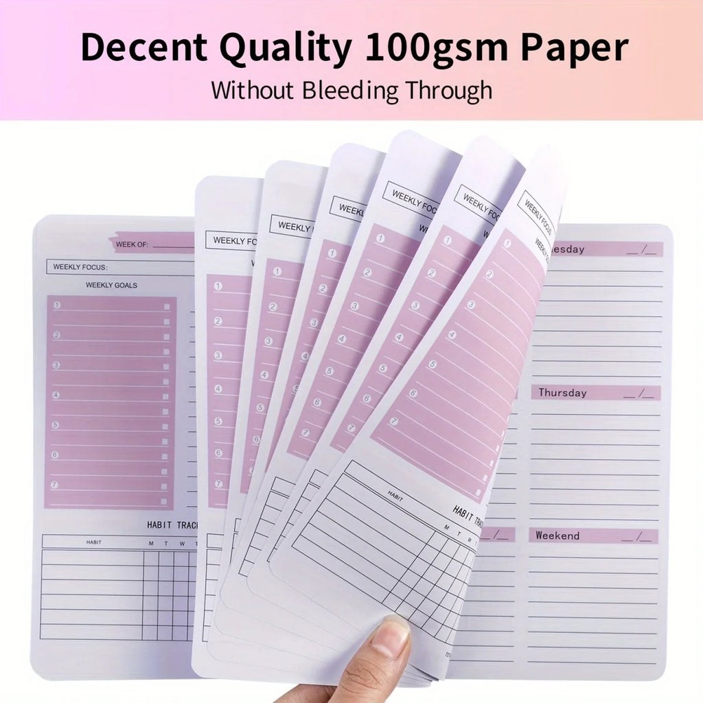 A5 Tree Pattern Spiral Weekly Planner Notebook, 52-Week Schedule Organizer for Office, School and Study