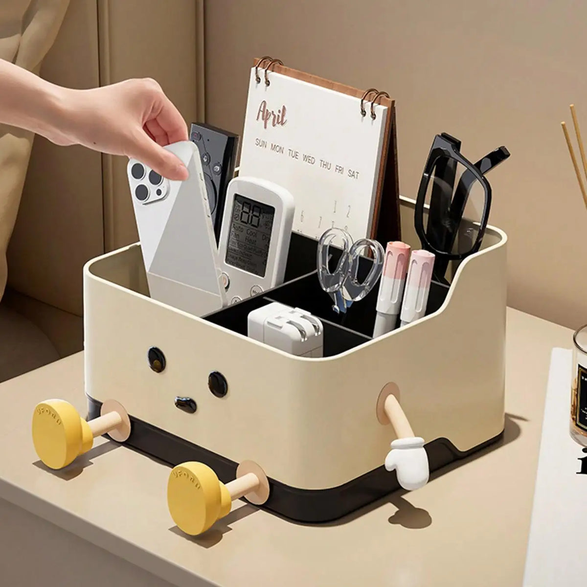 Multifunctional Desktop Storage Box & Cosmetic Organizer with Sticker