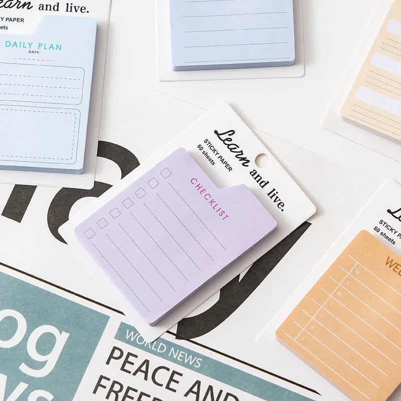Self-Adhesive Memo Pad, 60 Sheets Mini To Do List Notepad, Daily Planner, Weekly Monthly Checklist Sticky Notes