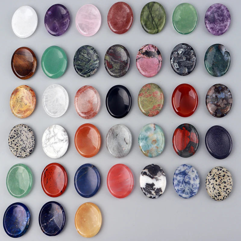 Natural Crystal Worry Stone — Hand-Carved Pocket Meditation Thumbstone