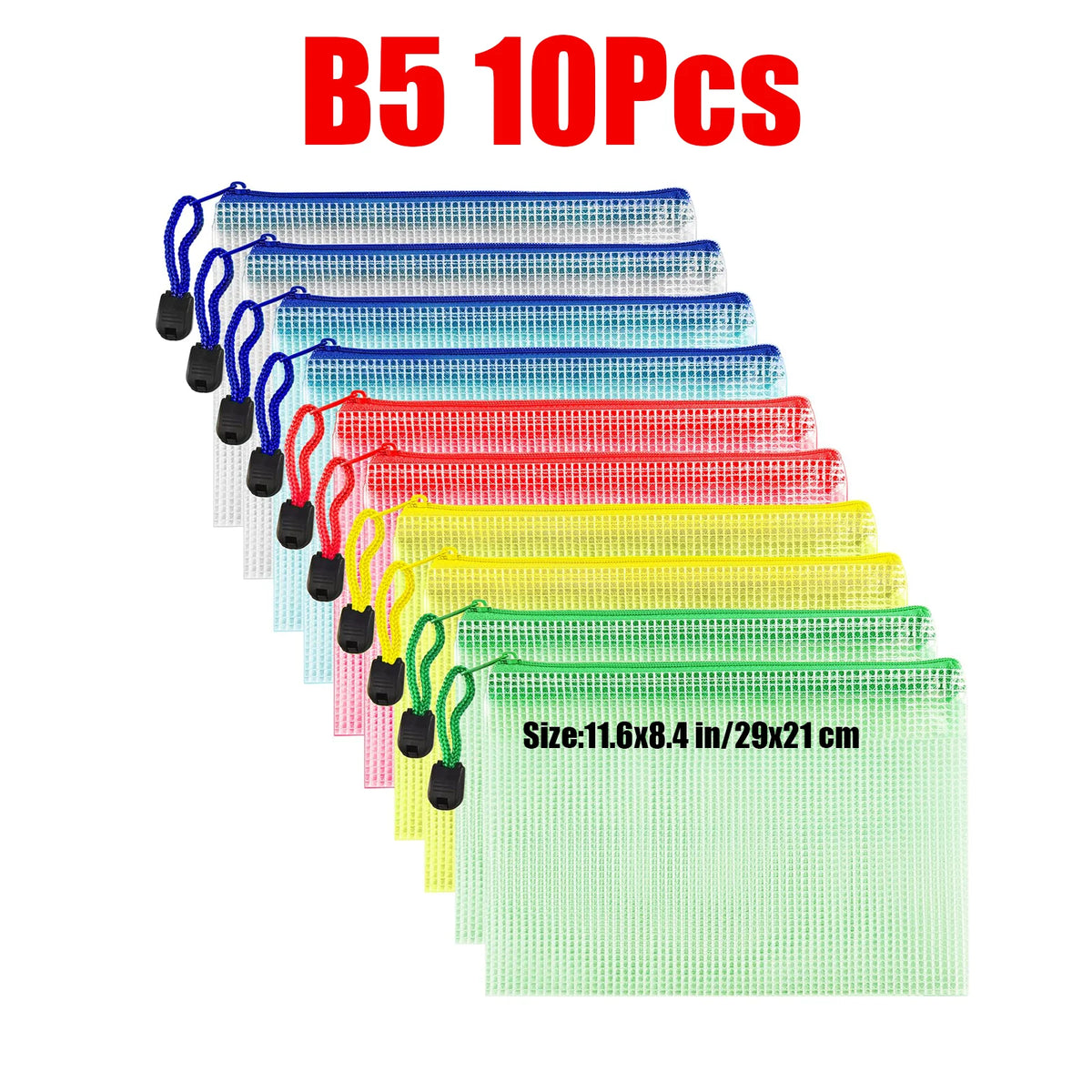 Waterproof Zipper Document Bags Clear Plastic File Folders A3 A4 A5 A6 B4 B5