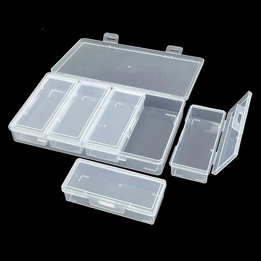 Clear Plastic Storage Organizer Box with 4 Adjustable Dividers for Desk Supplies, Crafts and Small Parts
