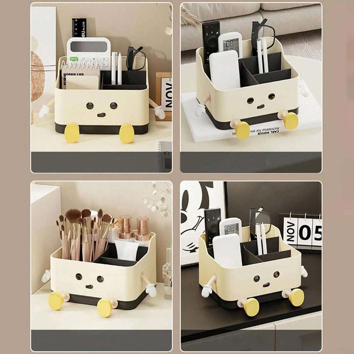 Multifunctional Desktop Storage Box & Cosmetic Organizer with Sticker