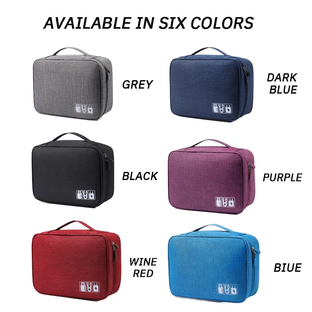 Electronics Travel Organizer Bag with Double-Layer Storage