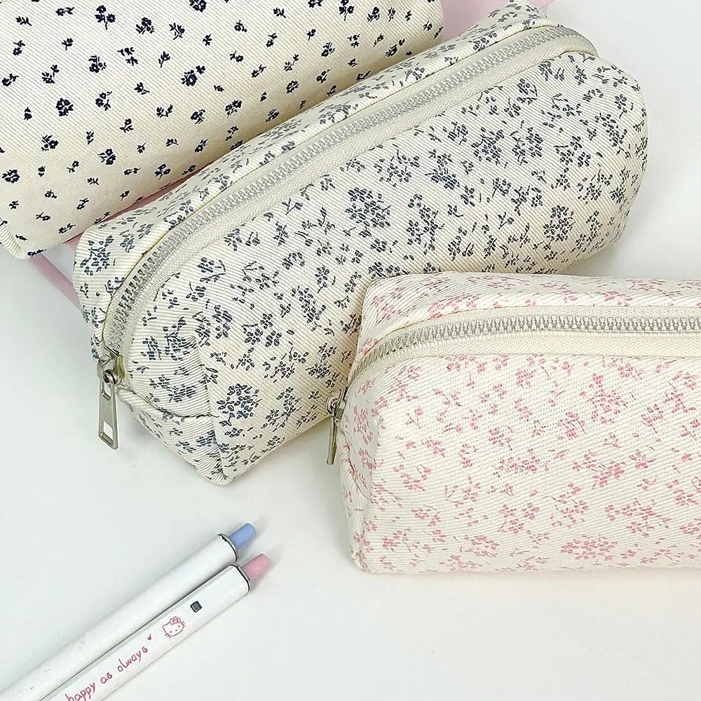 Floral Quilted Pencil Case with Zipper