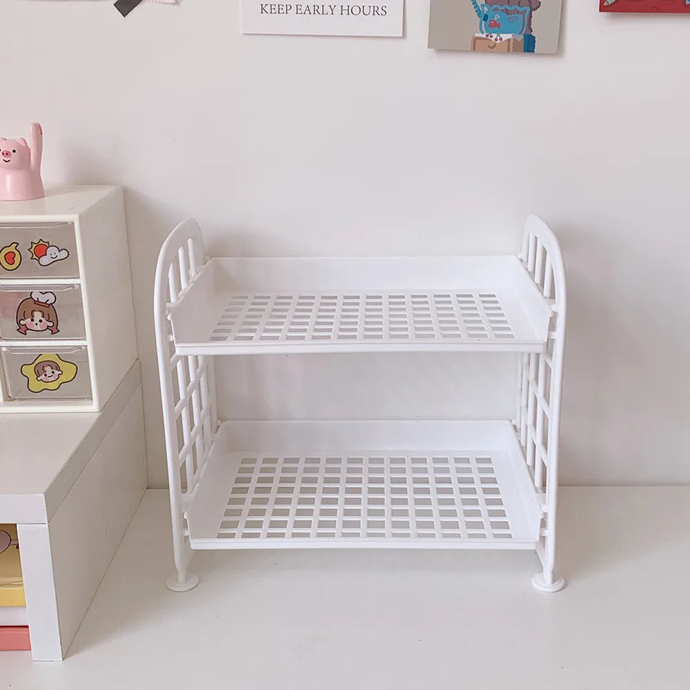 2-Tier Desktop Stationery Rack Storage Shelf Organizer for Office, Dorm, and Desk