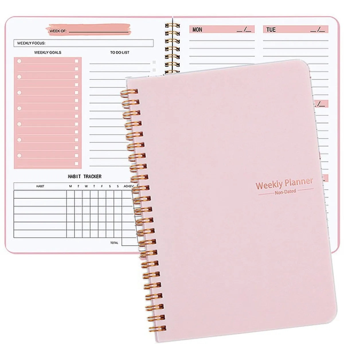 A5 Tree Pattern Spiral Weekly Planner Notebook, 52-Week Schedule Organizer for Office, School and Study