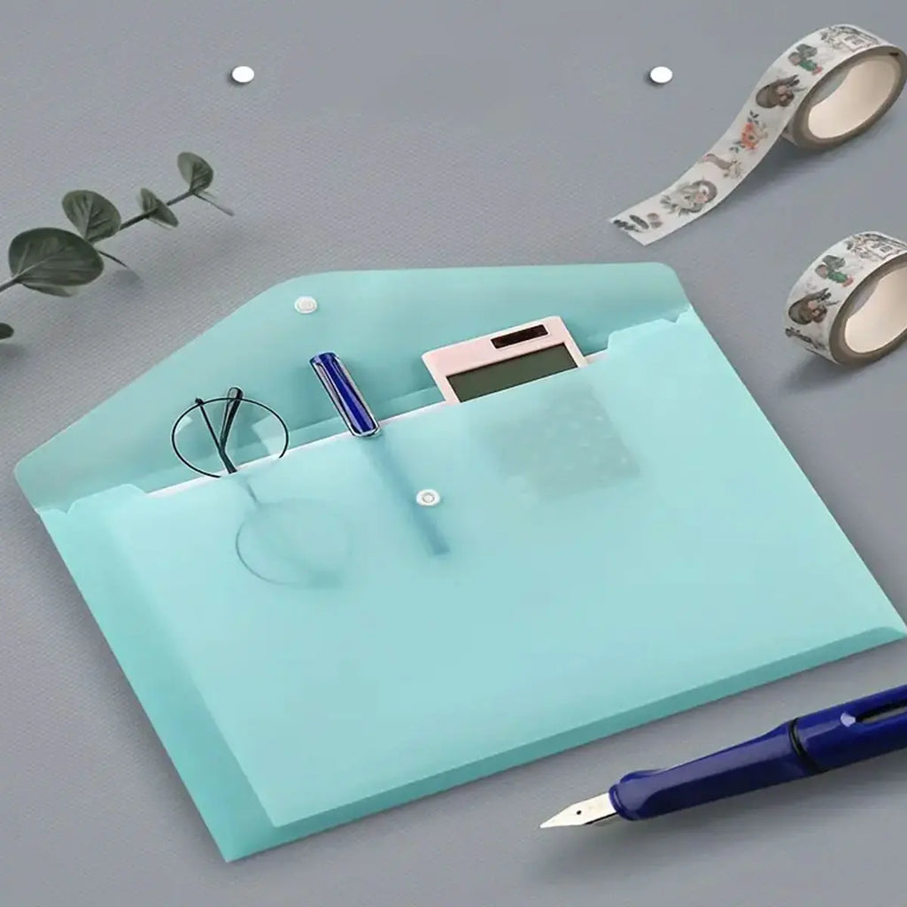 5 Pack Clear A4 Plastic Envelope Folders with Snap Button for School, Office and Document Storage