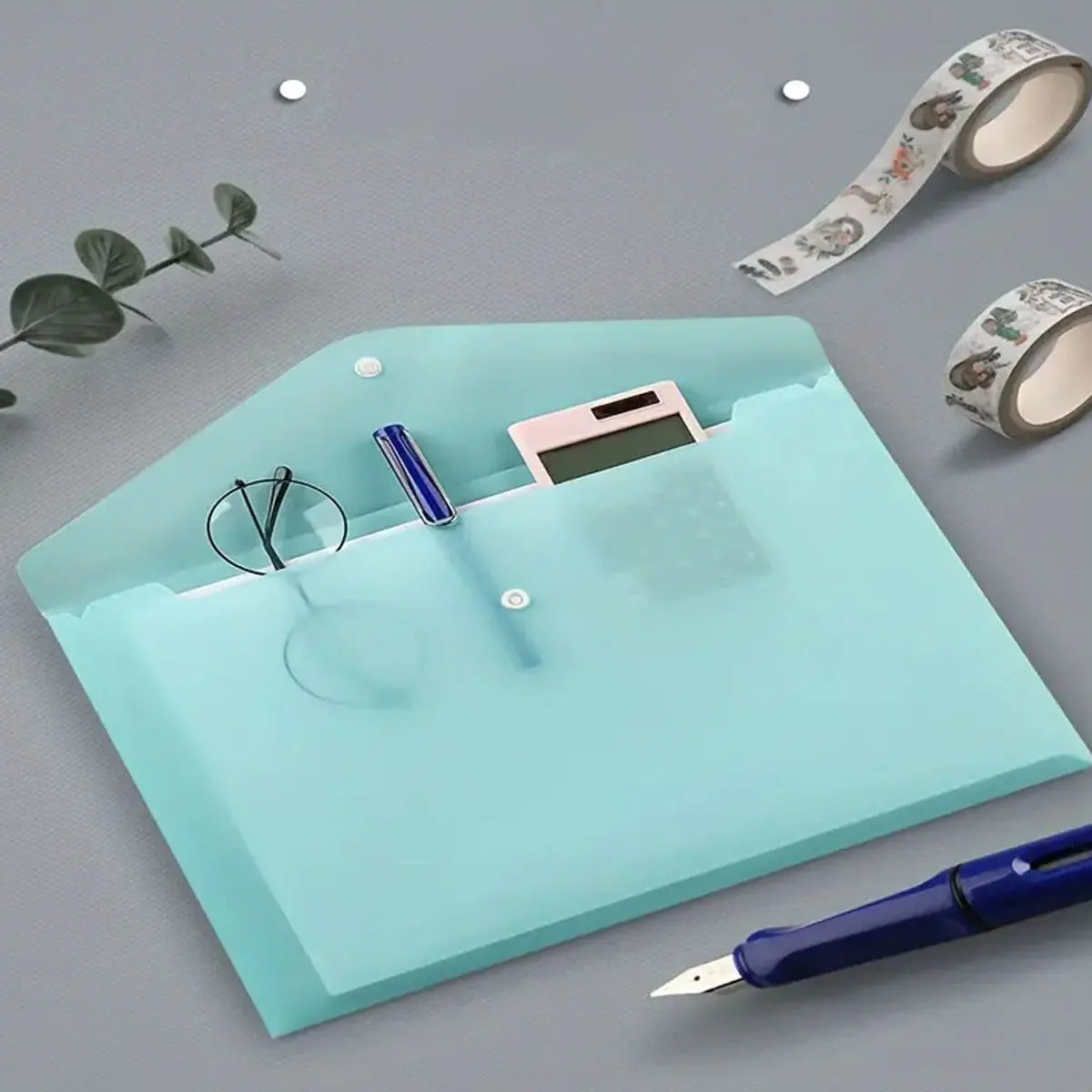 5 Pack Clear A4 Plastic Envelope Folders with Snap Button for School, Office and Document Storage