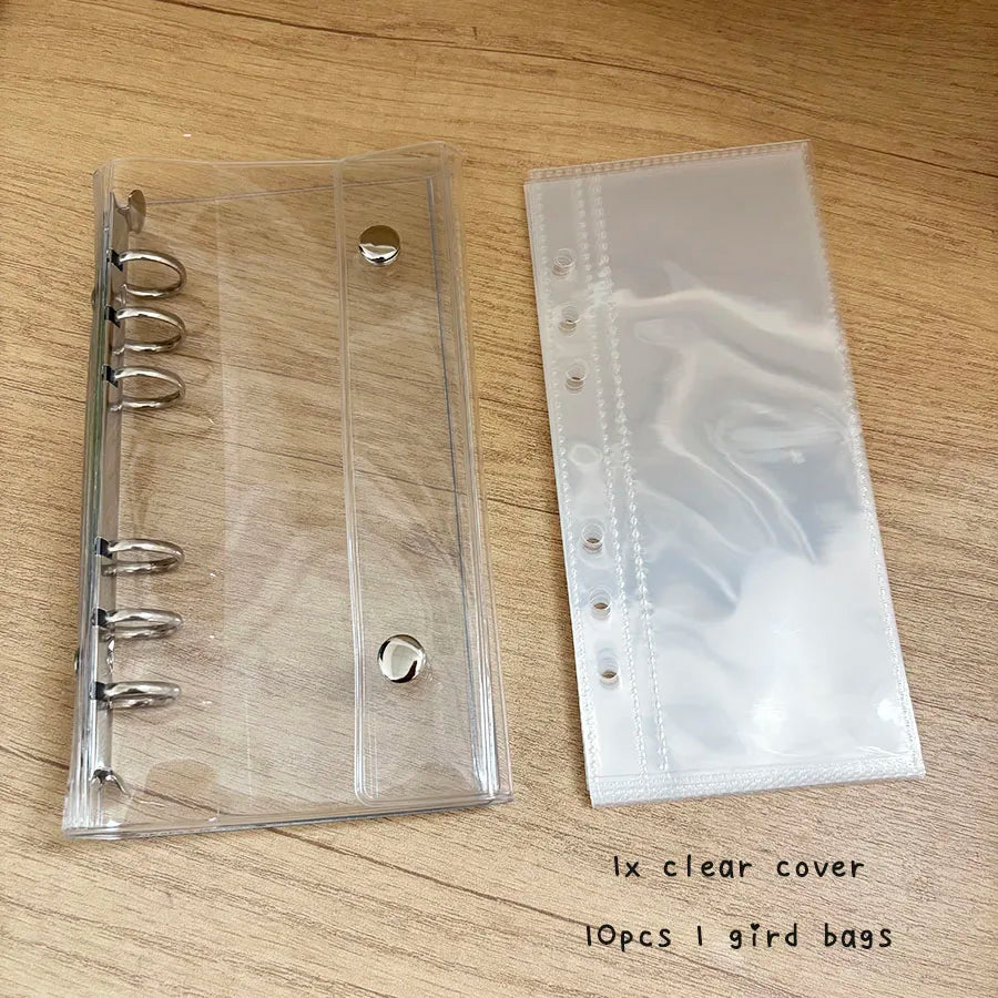 A6 Loose Leaf Binder Cover with Refill Sheets and Zip Storage Pockets