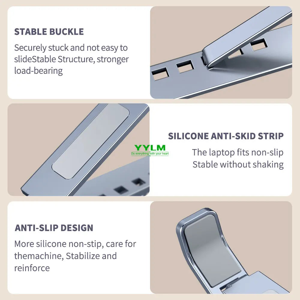 Adjustable Aluminum Laptop Stand — Foldable, Portable, Multi-Height Cooling Holder