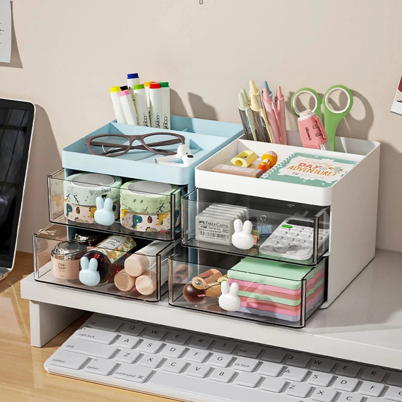 Small Desk Organizer with Drawers for Pens, Pencils, Phone, Business Cards and Stationery