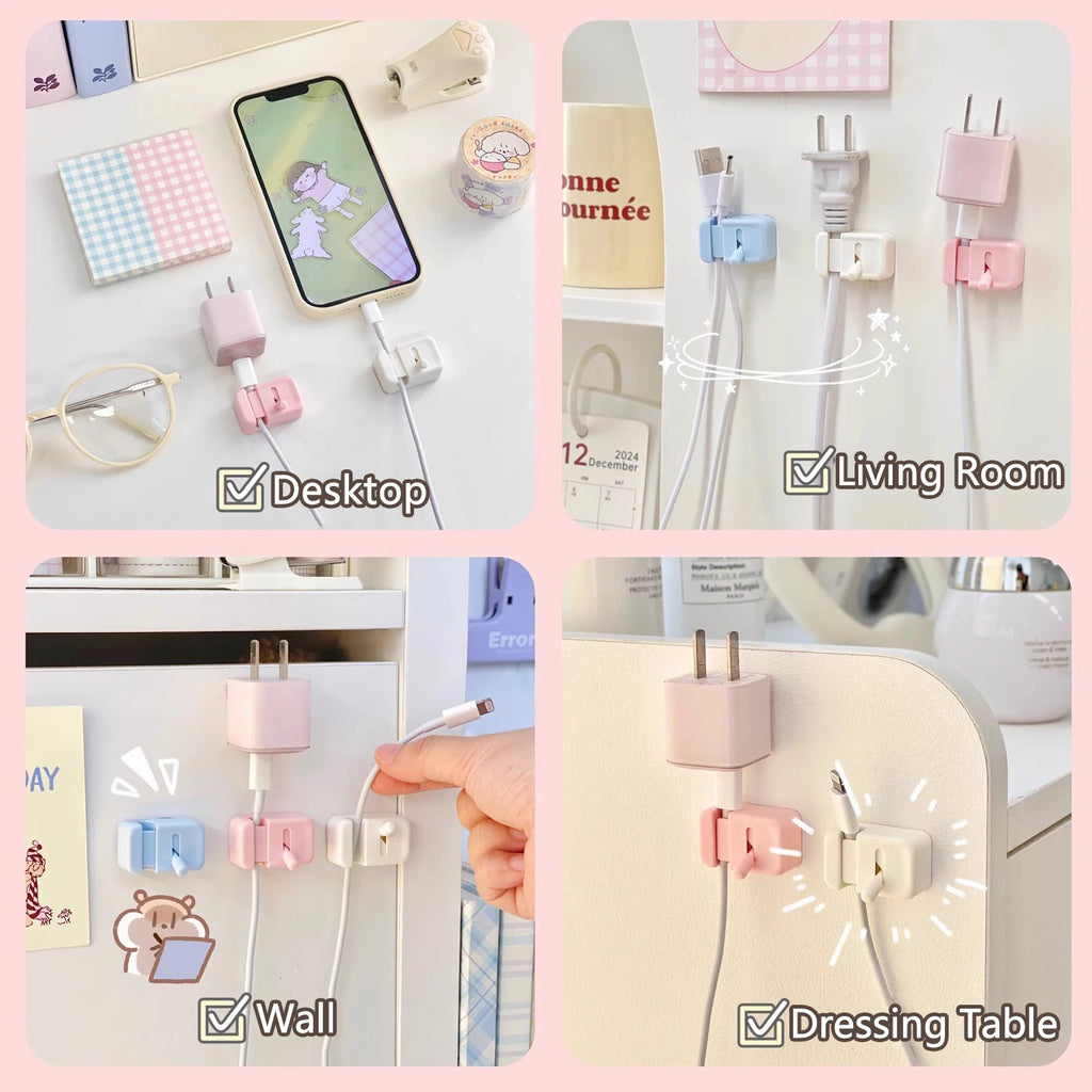 No-Drill Edge-Mounted Cord Organizer For Charging Cables And Data Wires.