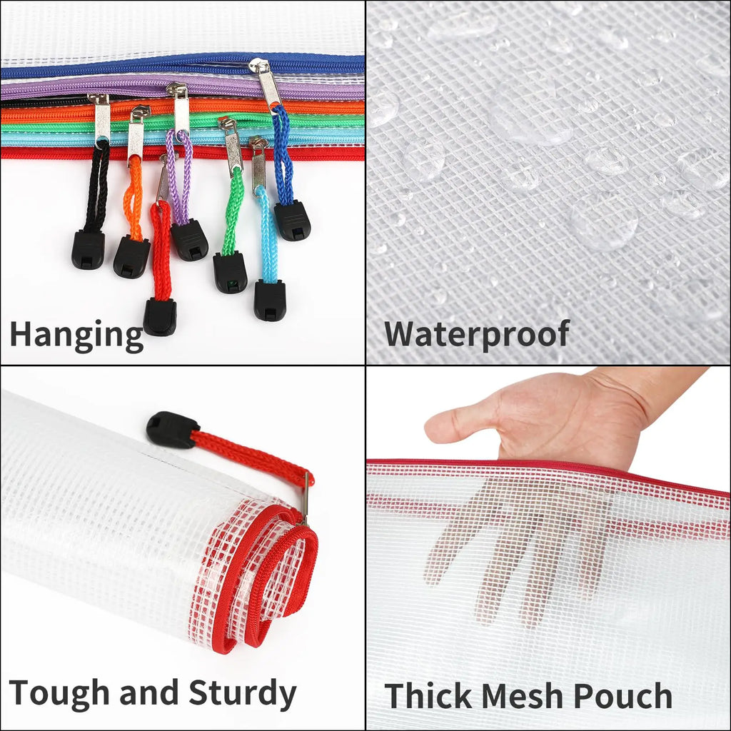Waterproof Zipper Document Bags Clear Plastic File Folders A3 A4 A5 A6 B4 B5