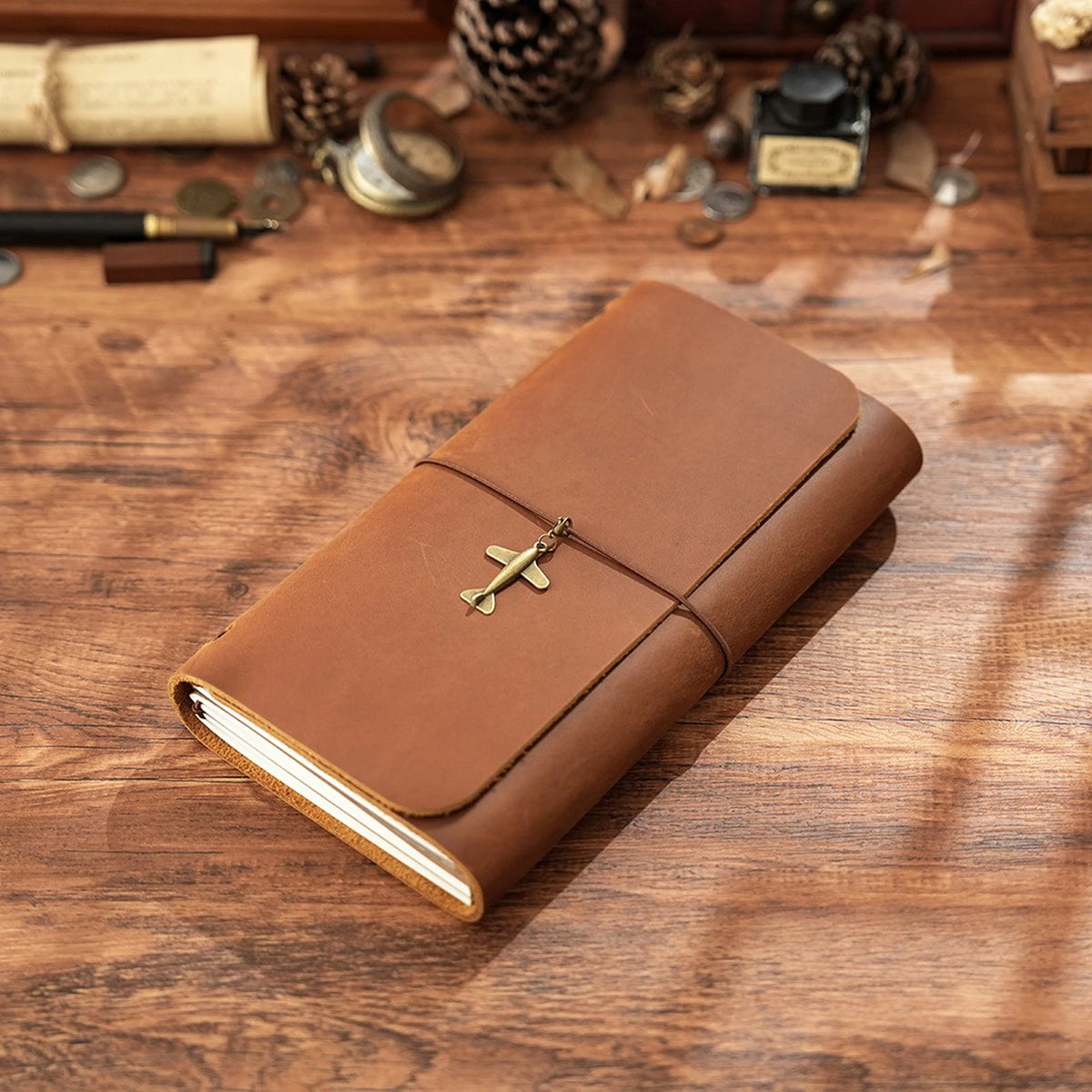 Trifold Leather Journal, Handmade Refillable Travel Journal Notebook