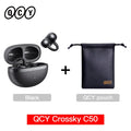 QCY Crossky C50 Open-Ear Bluetooth 6.0 Earbuds — Clip-On Sport Design with AI Clear Call & Bass Boost
